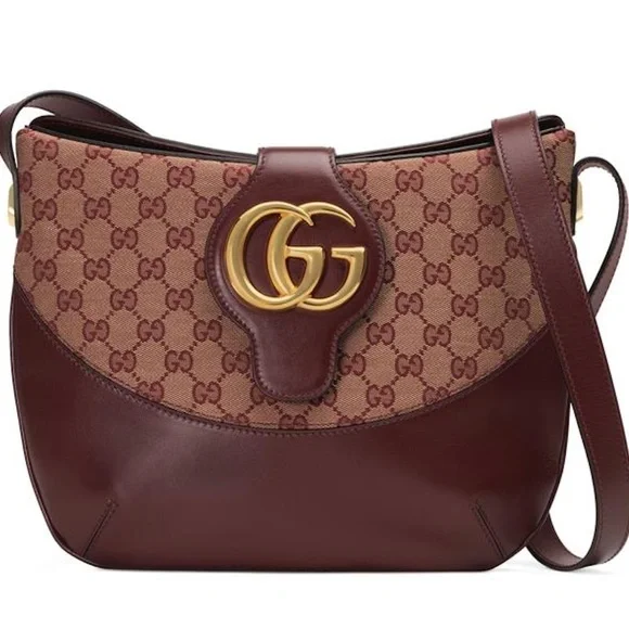 New Authentic Gucci Medium GG Canvas & Leather Shoulder Bag - Picture 2 of 11